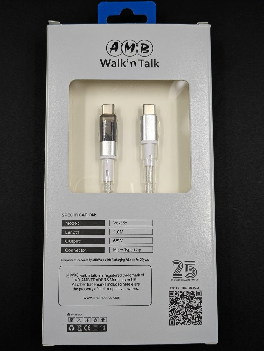 AMB Walk'n Talk 65W Fast Charging Cable